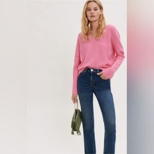 Maje Cashmere V Neck Sweater Pink Size 2 Medium M Knit Rib